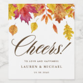 Rustikale Falling Blätter Garland Herbsthochzeit Weinetikett (Einzelnes Label)