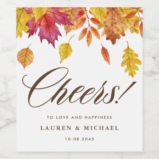 Rustikale Falling Blätter Garland Herbsthochzeit Weinetikett (Einzelnes Label)