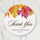 Rustikale Falling Blätter Herbsthochzeit Danke Geschenkanhänger (Rückseite)