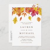 Rustikale Falling-Blätter Herbsthochzeit QR-Code Einladungspostkarte (Vorne/Hinten)