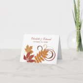 Rustikale Falling-Blätter Hochzeitmonographie Dankeskarte (Vorderseite)