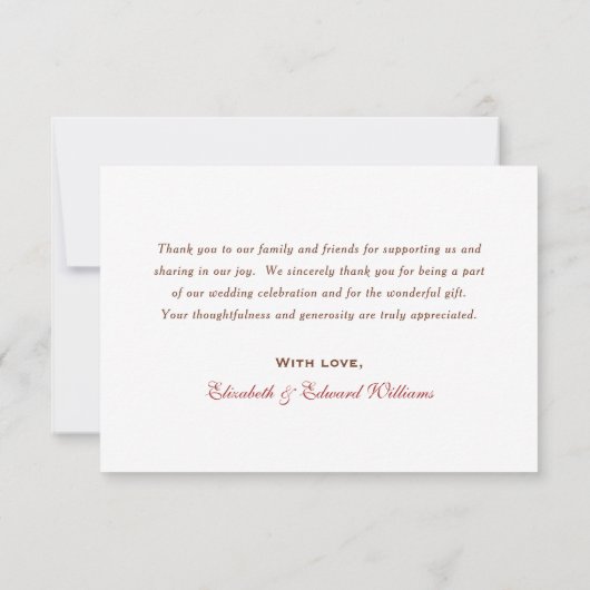 Rustikale Falling-Blätter Hochzeitmonographie Dankeskarte (Rückseite)