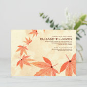 Rustikale Falling Blätter Hochzeitseinladungen Einladung (Stehend Vorderseite)