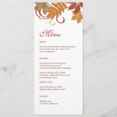 Rustikale Falling Blätter Hochzeitsessen Menükarte (Vorderseite)