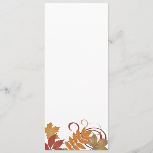 Rustikale Falling Blätter Hochzeitsessen Menükarte (Rückseite)
