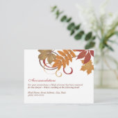 Rustikale Falling Blätter Hochzeitsunterkünfte Begleitkarte (Stehend Vorderseite)