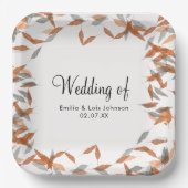 Rustikale Falling Leaf Pampas Floating Wedding Pappteller (Vorderseite)