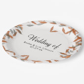 Rustikale Falling Leaf Pampas Floating Wedding Pappteller (Schrägansicht)