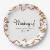 Rustikale Falling Leaf Pampas Floating Wedding Pappteller (Vorderseite)