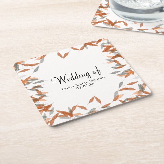 Rustikale Falling Leaf Pampas Floating Wedding Rechteckiger Pappuntersetzer (angewinkelt)