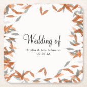 Rustikale Falling Leaf Pampas Floating Wedding Rechteckiger Pappuntersetzer (Vorderseite)