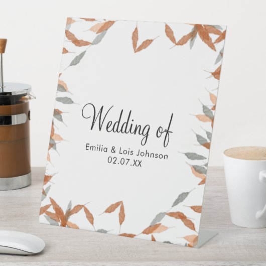 Rustikale Falling Leaf Pampas Floating Wedding Sockelschild (In Situ)