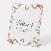 Rustikale Falling Leaf Pampas Floating Wedding Sockelschild (Vorderseite)