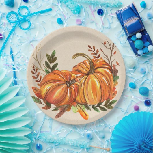 Rustikale Fallpumpen Pappteller (Party)