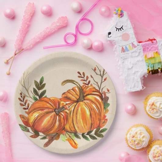 Rustikale Fallpumpen Pappteller (Party)