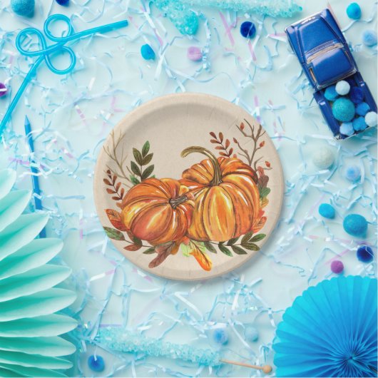 Rustikale Fallpumpen Pappteller (Party)