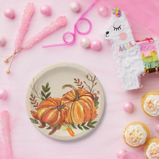 Rustikale Fallpumpen Pappteller (Party)