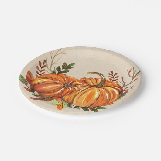 Rustikale Fallpumpen Pappteller (Schrägansicht)