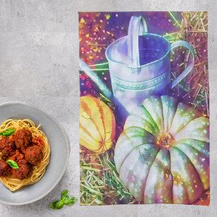 Rustikale Fallpumpen und Blume Geschirrtuch