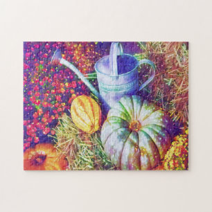 Rustikale Fallpumpen und Blume Puzzle