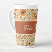 Rustikale Fallvibe Blume - Hallo Herbsttypografie Milchtasse (Linke Ecke)