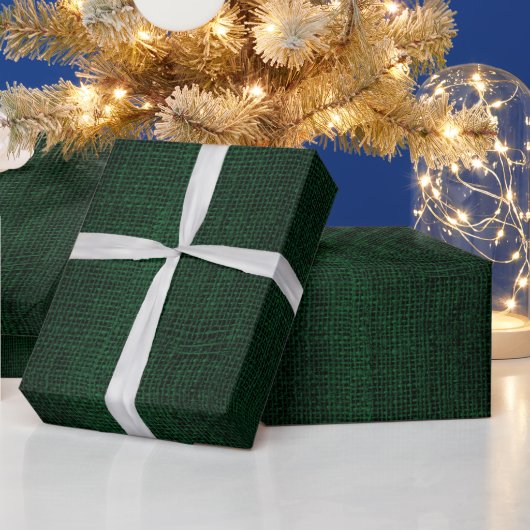 Rustikale falsche dunkelgrüne Jute-Textur Geschenkpapier (Feiertage)