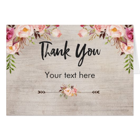 Rustikale Faltkarte für den Boho (Vorderseite (Horizontal))