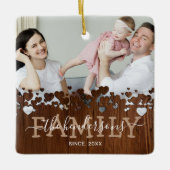 Rustikale Familie 2 Foto Weihnachten Keramikornament (Vorderseite)