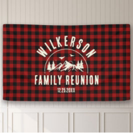 Rustikale Familie Wiedersehen Cabin Retro Rot Kari Banner