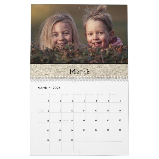 Rustikale Familien Monatliche Fotos Jahr 2026 Kalender (Mär 2026)