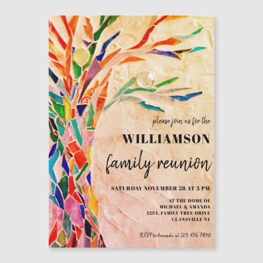 Rustikale Familienbaum-Wiedersehen Magneteinladung (Vorderseite)