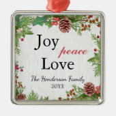 Rustikale Familienfreude Liebe Weihnachten Ornament Aus Metall (Vorne)