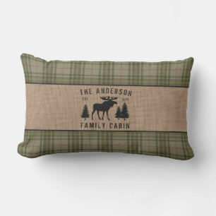 Rustikale Familienhütte Elche Kieferngrün Karier Kissen Für Draußen