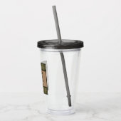 Rustikale Familienhütte Elche Kieferngrün Kariert Acryltrinkbecher (Links)