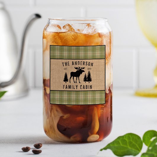 Rustikale Familienhütte Elche Kieferngrün Kariert  Dosenglas