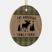 Rustikale Familienhütte Elche Kieferngrün Kariert  Keramik Ornament (Rechts)