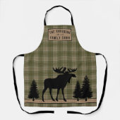 Rustikale Familienhütte Elche Kieferngrün Kariert Schürze (Vorderseite)