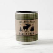 Rustikale Familienhütte Elche Kieferngrün Kariert  Tasse (Zentrum)