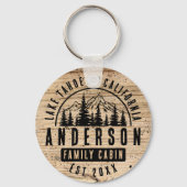 Rustikale Familienhütte | Holzeffekt Schlüsselanhänger (Rückseite)