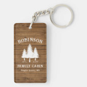 Rustikale Familienhütte Pine Trees Wood Plank 2 Se Schlüsselanhänger (Rückseite)