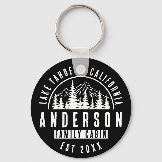 Rustikale Familienhütte | Schwarz Schlüsselanhänger (Vorderseite)