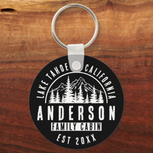 Rustikale Familienhütte   Schwarz Schlüsselanhänger