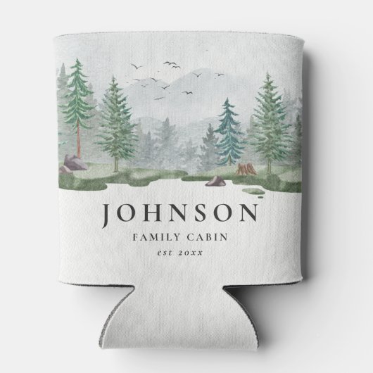 Rustikale Familienhütte Waldland Bergwald Dosenkühler (Rückseite)