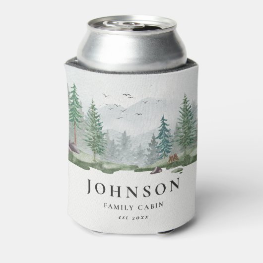 Rustikale Familienhütte Waldland Bergwald Dosenkühler (Kanne Rückseite)