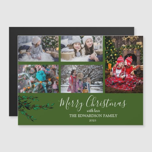 Rustikale Familienkollektion WeihnachtsMagnetkarte Magnetkarte (Vorne/Hinten)