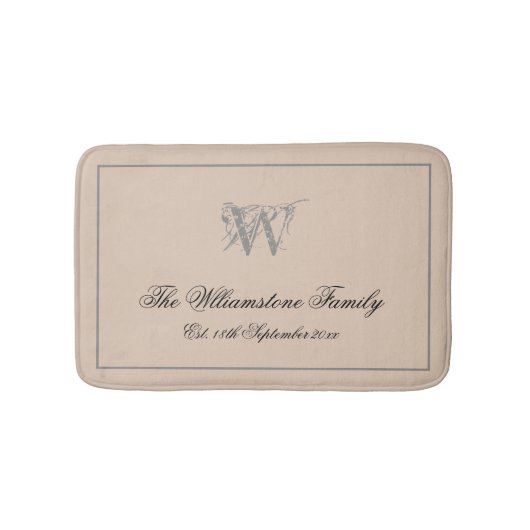 Rustikale Familienname Chic Monogram Wedding-Gesch Badematte (Vorderseite)
