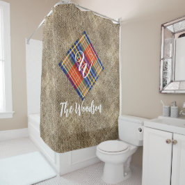 Rustikale Familiennamen, Mit Monogramm Burlap Duschvorhang