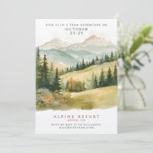 Rustikale Farben Berghütte Abenteuer Wasserfarbe Einladung (Stehend Vorderseite)