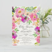 Rustikale farbenfrohe Blütendusche Einladung (Stehend Vorderseite)