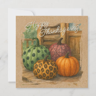 Rustikale, farbenfrohe Fall Pumpkins Ferienkarte Einladung
